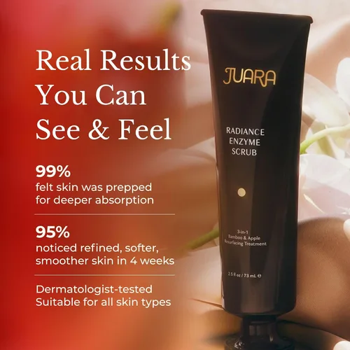 Vista 7 de JUARA Radiance Enzyme Scrub - Exfoliante facial con enzimas de manzana y cuentas de bambú - Exfoliante facial iluminador minimiza los poros