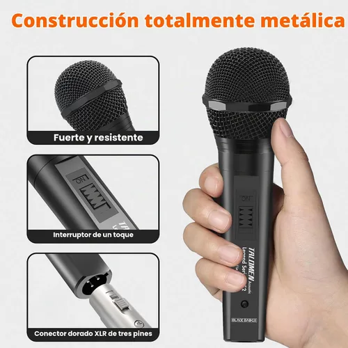 Vista 4 de talomen Micrófono con cable para cantar, hembra de metal, interruptor de encendido/apagado, micrófono dinámico vocal profesional con cable de audio