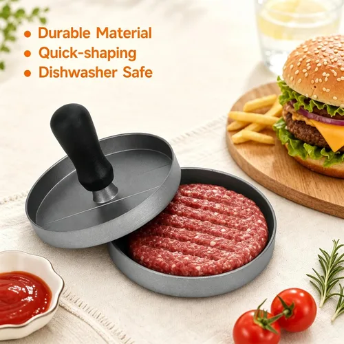Vista 4 de Prensa de hamburguesa de aluminio con 200 papeles antiadherentes