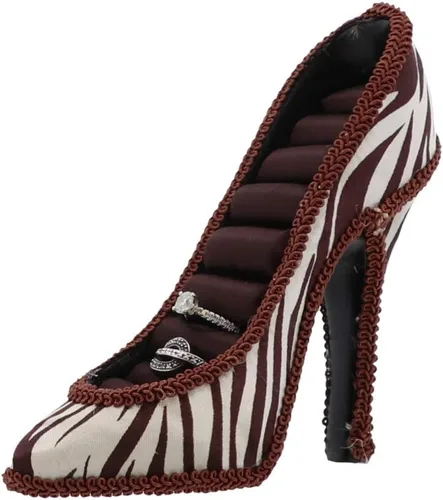 Vista 4 de SandT Collection Animal Print Shoe 8 Ring Holder - Marrón