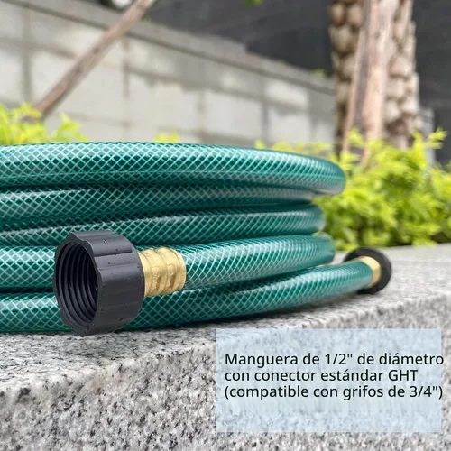 Vista 2 de Manguera de jardín de 1/2 pulgada, manguera de PVC flexible de 10 pies para césped, lavado de autos, manguera de riego