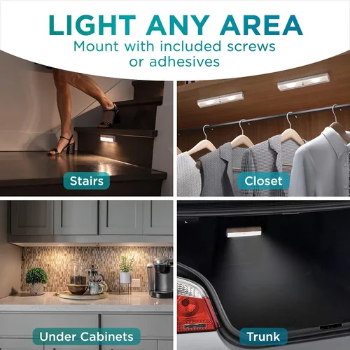 Vista 6 de Brilliant Evolution Luces de escalera LED inalámbricas 6 unidades - Luz LED con sensor de movimiento - Luces de armario operadas por batería - Luz