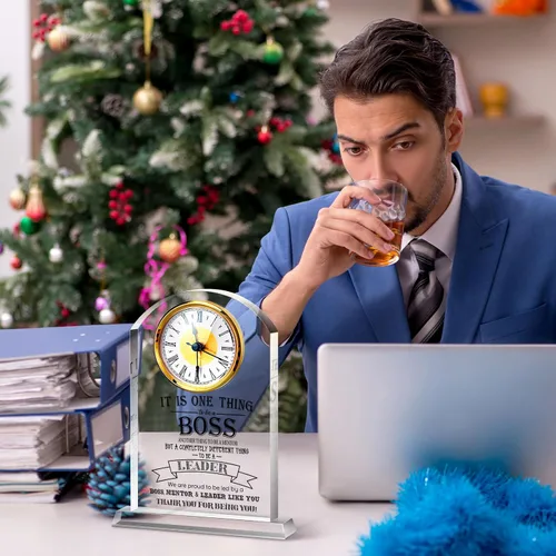 Vista 4 de Regalos de jefe para hombres, reloj de acrílico, el mejor regalo para hombres y mujeres, reloj de agradecimiento para líderes de oficina, gerente