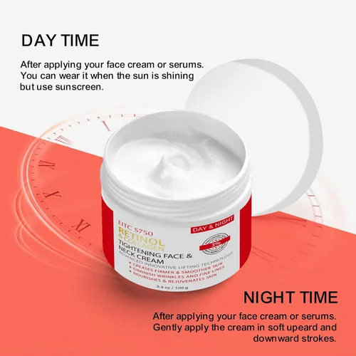Vista 2 de Crema de retinol para cara, crema de cuello antienvejecimiento para tensar y reafirmar con colágeno y ácido hialurónico, crema hidratante facial