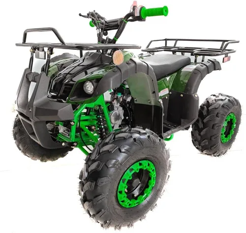 Vista 5 de HHH ATV de 125 cc con gas inverso para jóvenes, niños grandes, ATV Quad 4 ruedas con luces LED y neumáticos grandes y llantas a juego