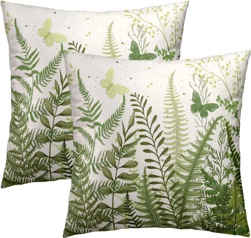 Vista 26 de Juego de 2 fundas de almohada de bosque de abedul, fundas de almohada decorativas de montaña de madera verde oscuro brumoso de 16 x 16 pulgadas
