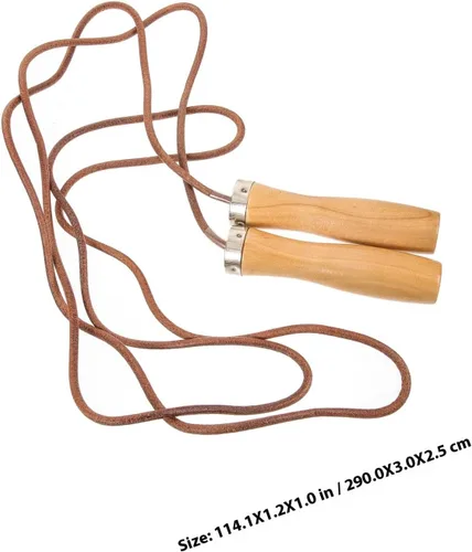 Vista 2 de NOLITOY Weighted Leather Jump Rope with Smooth Wooden Handles Indoor Outdoor Fitness Skipping Rope for Physical Education and Strength Training