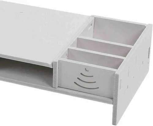 Vista 7 de Keenso Desktop Riser with Storage Cases Wooden Computer Stand Home Office Organizer Shelf