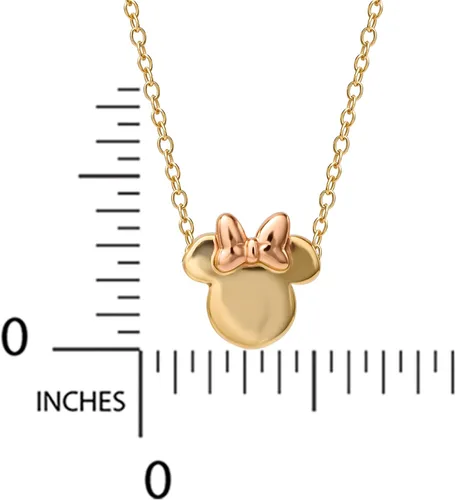 Vista 5 de Disney Collar con colgante de Mickey Mouse y Minnie Mouse, chapado en oro sobre plata de ley, 18.0in