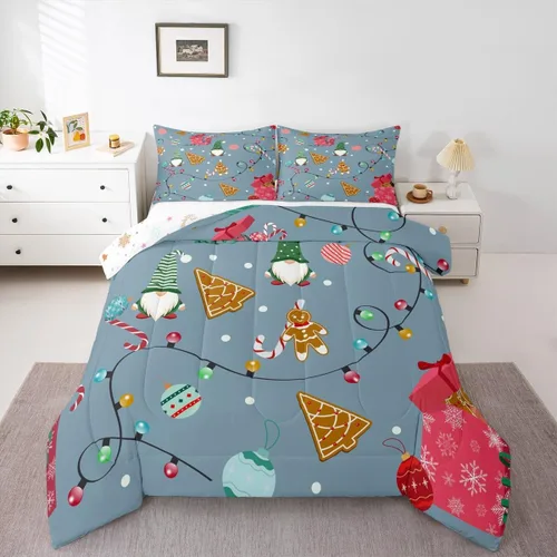 Vista 18 de Erosebridal Juego de edredón de Feliz Navidad, tamaño individual, divertido edredón de Papá Noel para niños y niñas, edredón de plumón de pingüino