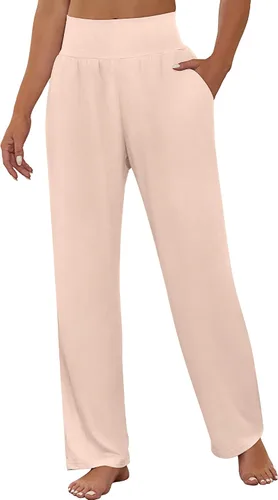 Vista 2 de Neer 2 piezas de pantalones deportivos de yoga de pierna ancha para mujer, pantalones de descanso de cintura alta, pantalones de entrenamiento