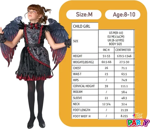 Vista 6 de JUST FOR PARTY Girl Fallen Angel Costume with Wings Cape for Halloween, Cosplay