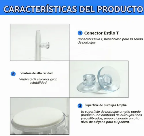 Vista 5 de Upettools Kit de Piedra de Aire para Acuario de 1.4 Pulgadas Piedra de Burbujas Nano para Tanque de Peces con Válvula de Control Difusor de Oxígeno