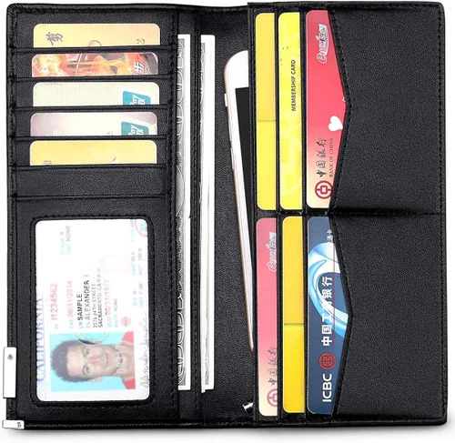 Vista 2 de JEEBURYEE - Cartera de piel auténtica para hombre, diseño de RFID