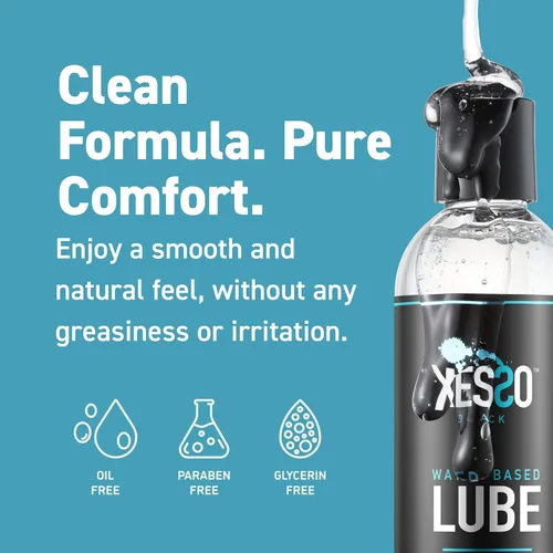 Vista 2 de XESSO Lubricante a base de agua de 8.3 onzas líquidas, totalmente natural e hipoalergénico sin glicerina ni parabenos, pH equilibrado, gel de masaje