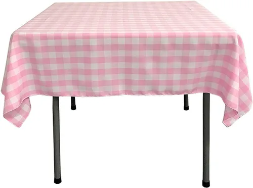 Vista 5 de Mantel cuadrado a cuadros de 42.5 x 44.5 in, ideal para mesa cuadrada de 83 x 83 o menos (naranja)