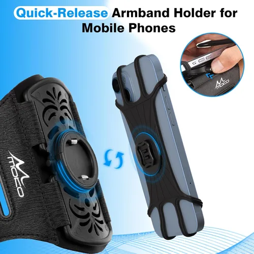 Vista 4 de MoKo - Soporte de teléfono para correr, brazalete giratorio de 360° Running armband fits phones over 5.8 inches and provides screen access, quick