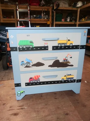 Vista 3 de Calcomanías de pared para camiones de construcción, calcomanías de pared para niños, vehículos de tractor, construcción de calle, vinilo