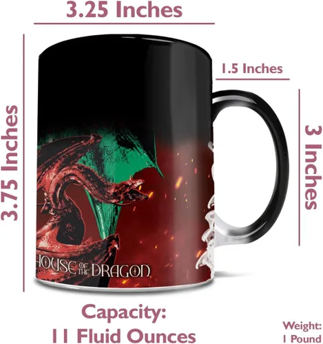 Vista 8 de Morphing Mugs House of Dragon – Loose The Dragons – Una taza de cerámica que cambia de color de 11 onzas – Imagen revelada cuando se añade líquido
