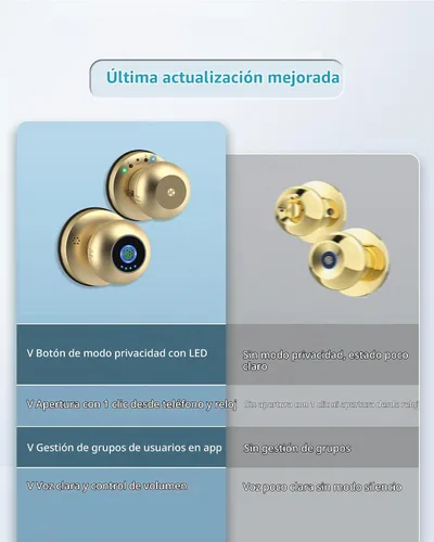 Vista 9 de eLinkSmart Cerradura de puerta de huella dactilar, perilla inteligente de puerta de bola con llave sin llave para puerta de entrada para dormitorio