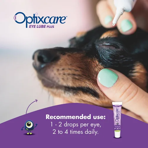 Vista 4 de OptixCare Eye Lube Plus + Hyaluron 20g para perros, gatos y caballos, paquete de 3