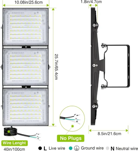 Vista 31 de STASUN - Luz de inundación LED para exteriores, 150 W, 15000 lúmenes, 6000 K, luz blanca IP66, impermeable, luz de estacionamiento comercial, 3
