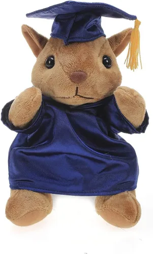 Vista 14 de Plushland Juguetes de peluche de ardilla, regalos para el día de graduación, texto personalizado, nombre o logotipo de tu escuela en el vestido, lo