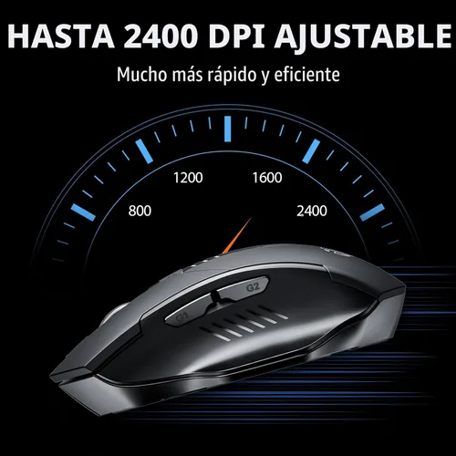 Vista 4 de INPHIC Ratón Bluetooth, batería visible mejorada, mouse inalámbrico Bluetooth recargable (modo dual: BT 5.0+ USB 2.4G), mouse portátil de clic Negro