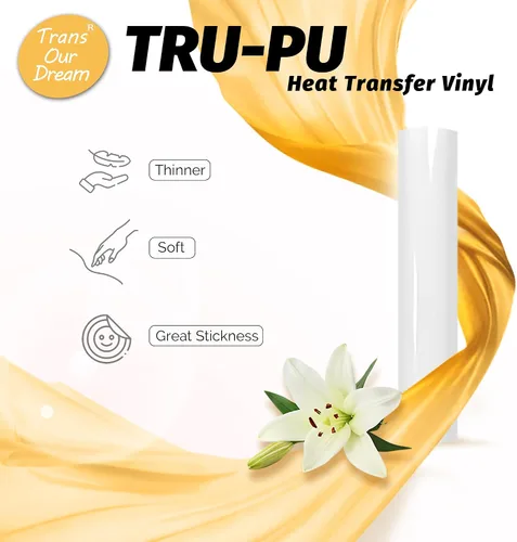 Vista 2 de TransOurDream Tru-PU Rollo de vinilo de transferencia de calor, vinilo blanco mate de 12 pulgadas x 8 pies para Explore AIR 2, Maker, Cameo, vinilo