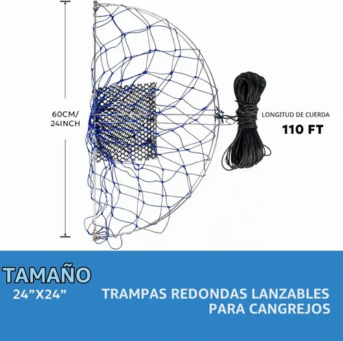 Vista 2 de Trampas de cangrejo moldeables con cuerda de cangrejo naranja de 110 pies y pasador de cebo de acero inoxidable