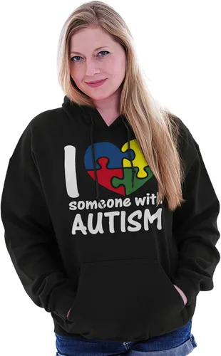 Vista 5 de Brisco Brands I Love Someone with Autism Puzzle Sudadera con capucha para mujeres y hombres