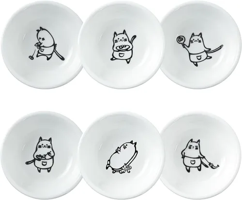 Vista 10 de Cute Cat Butts - Platos de cerámica para salsas, divertidos platos de condimentos para gatos de dibujos animados, cuencos de sushi y soja, platos
