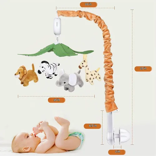 Vista 7 de CLYMENE Safari Animals Baby Musical Cuna Móvil para Bebés Niños y Niñas
