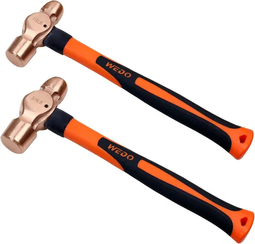 Vista 22 de WEDO Martillo de bola de cobre de 24 oz (1-1/2 libras), martillo de bola con mango de madera, longitud 325 mm (13"), forjado a presión, resistente a