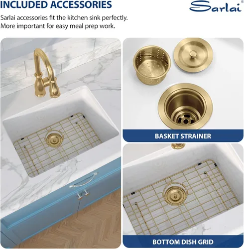 Vista 7 de Sarlai White Undermount/Drop In Kitchen Sink 24 x 18 Inch Laundry Sink 11 Inch Extra Deep White Fireclay Ceramic Single Bowl Dual-mount Utility