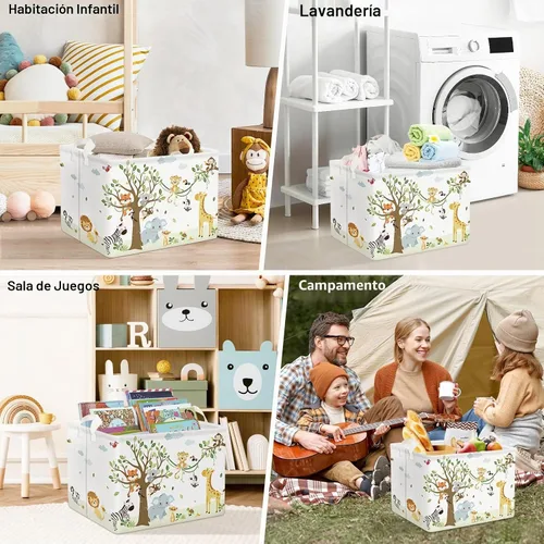 Vista 7 de Clastyle Woodland Nursery Animal Tree Baby Gift Storage Basket para habitación de niños