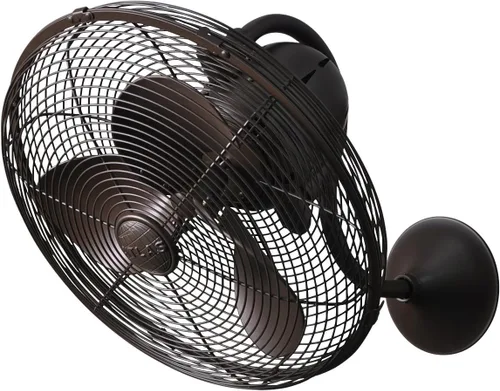 Vista 9 de Matthews LL-BN Laura - Ventilador de pared para exteriores de 16 pulgadas con control remoto, 3 aspas de metal con jaula de seguridad, níquel Níquel