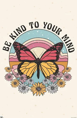 Vista 13 de Trends International Póster de pared Be Kind to Your Mind, 14.725 x 22.375 pulgadas, versión enmarcada de madera de granero