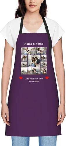 Vista 67 de Delantales personalizados para mujer, diseño de delantal de chef ajustable con nombre, textos, fotos, flores, regalos para el día de la madre
