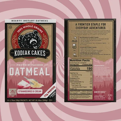 Vista 3 de Kodiak Cakes - Paquete variado de avena con 2 sabores – 1 caja de fresas y crema y 1 caja de arándanos y crema – Incluye recetas gratuitas y folleto