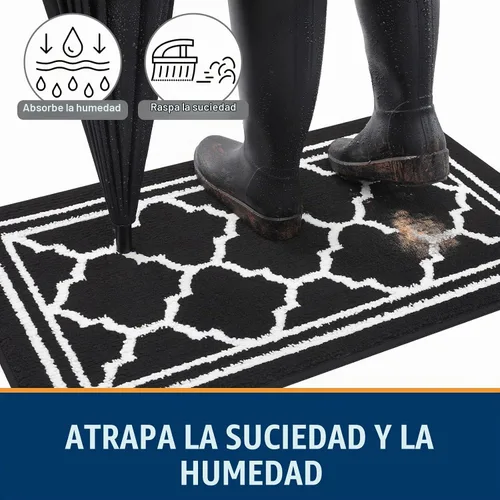 Vista 2 de Buganda Alfombra para Puerta Interior, Tapete Resistente a la Suciedad y Absorbente, Antideslizante, Alfombras de Perfil Bajo para Entrada