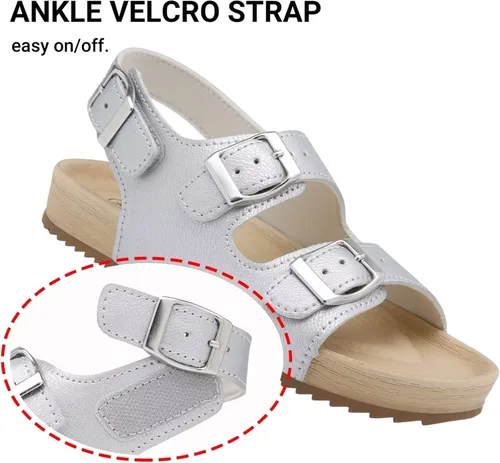 Vista 3 de Sandalias ajustables de doble hebilla para niñas y niños, zapatos de verano ligeros con velcro para niños pequeños y grandes