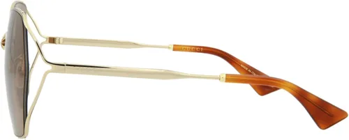 Vista 3 de Gucci Gafas de sol para mujer 2.480in, Dorado, café y dorado.