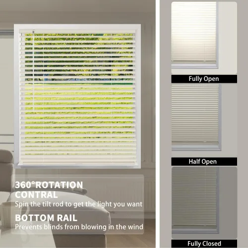Vista 5 de Minipersianas de aluminio para ventanas sin cordones, persianas horizontales para ventanas para ajuste de luz, persianas venecianas de metal
