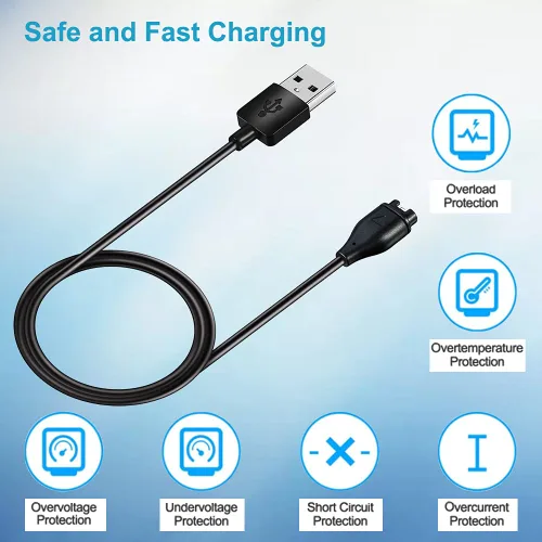Vista 2 de Cargador para Garmin Instinct 3/2/2S/2X, cable de carga USB para reloj inteligente Garmin Instinct Series - 100cm/3.3ft