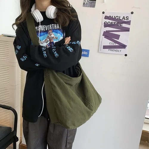 Vista 4 de Bolso de mano para mujer, bolso de lona casual para mujer, bolso de gran capacidad, bolso de hombro para hombres y mujeres