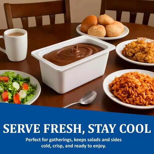 Vista 8 de San Jamar Chill-It - Sartén para alimentos de 1/3 – CI7003WH 6 pulgadas de profundidad aislada comercial con forro de gel congelable, recipiente
