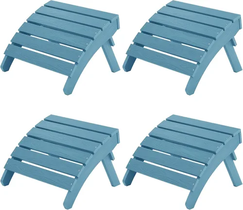 Vista 17 de MXIMU Taburete otomano plegable Adirondack para exteriores: Taburete de plástico HIPS para patio, fácil montaje, reposapiés para todo tipo de clima