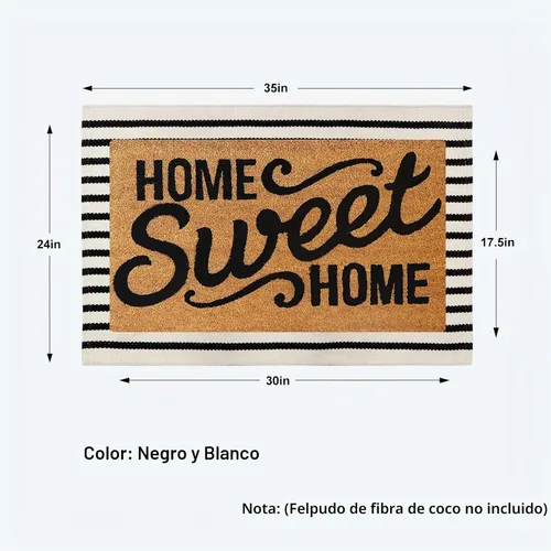 Vista 2 de KIMODE - Alfombra de algodón tejida con diseño a rayas en color negro, para puerta de entrada, cocina, decoración de estilo rústico