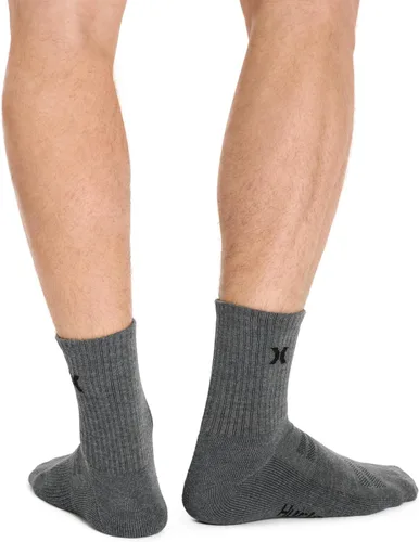 Vista 6 de Hurley Men's 8 Pack Sport Cushioned High Quarter Crew Socks Avena/Gris Brezo/Negro